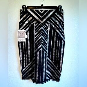 Lularoe Black/Silver Elegant Cassie Pencil Skirt-Extra Small